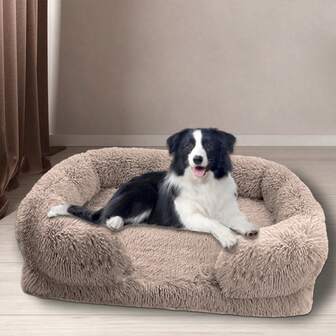 1 Set Long Plush Pet Dog Sofa Bed, U-Shaped Design, Warm, Removable & Washable, Comfortable Pet Nest Suitable For Small, Medium And Large Cats And Dogs, Promotes Deep Sleep