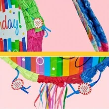 1pc Giấy sinh nhật Pinata, Chúc mừng sinh nhật Pinata đầy màu sắc trò chơi trang trí tiệc sinh nhật, Giáng sinh - Chúc mừng sinh nhật với thanh màu tròn - Xem 5