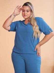 Plus Size Co-Ords - Dusty Blue - View 6