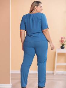 Plus Size Co-Ords - Dusty Blue - View 9