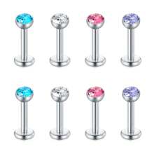 CIZME 8 件不锈钢 6 毫米耳屏钉软骨钉前耳轮耳环杠铃唇环穿孔饰品男女适用 - 銀色 - 查看 14