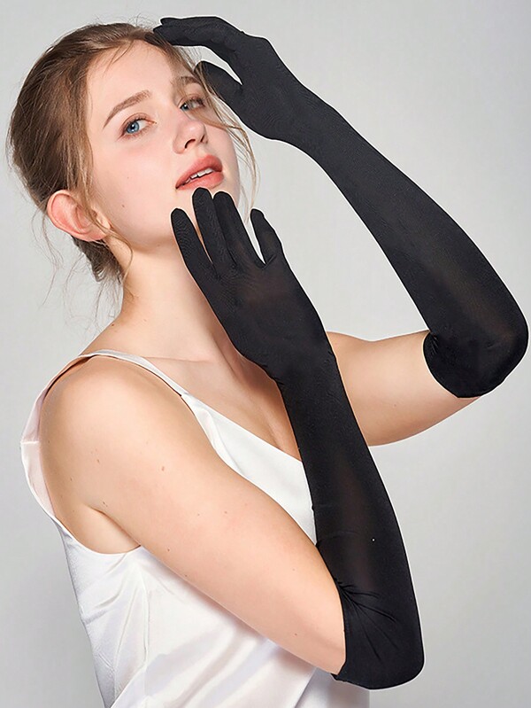 1pair Summer UV Protection Driving And Fishing Full Arm Sleeve Gloves, Outdoor Activities, Beach And Hiking Sun Protection Thin And Loose Non-Slip Hand And Arm Gloves, Women Party Gloves