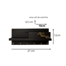 Porta chave de madeira decorativo porta carta carteira decoração Deus e bom o tempo todo cor inbuia - Marrom Claro - Visão 2