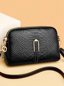 Bolso de hombro Vintage con grabado de cocodrilo, Bolso de hombro Vintage grabado con diamantes a cuadros, Bolso de hombro de PU Vintage, Bolsos y carteras versátiles para mujeres