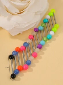 20pcs Stylish Multicolor Stainless Steel Barbell Tongue Rings Set, Suitable For Men And Women For Daily Wearing Or Gifting