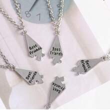 5pcs/Set Best Friend Necklaces, Creative Pentagram Pendant Alloy Accessories, Friendship Necklaces For Men & Women, Best Friend Alloy Pendant, Letter Necklace BFF Jewelry Gift