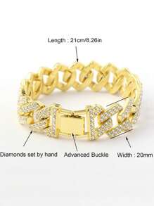 Juego de cadena de eslabones en forma de diamante grande: brille con estilo con collar de pedrería de lujo y pulsera para entusiastas del hip-hop - moda duradera y versátil - Diamantes de imitación de rombos grandes - Ver 27