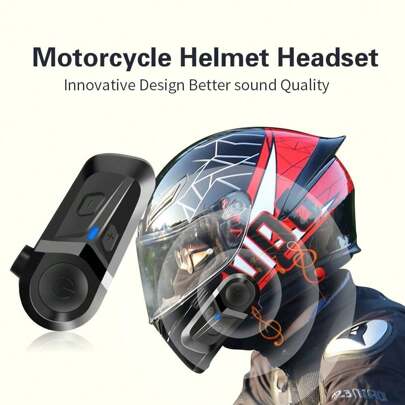 Kihous 1st Hard Tube Mic Motorcykel BT 5.3 Hjälm Headset Trådlöst Hands-Free Call Kit Stereo Anti-interferens Vattentät musikspelare Högtalarpaket i OPP-väska