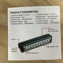 Luces de Bicicleta lampara para Bicicleta led de Bicicleta de Advertencia de Bicicleta de Bici de Bicicleta Recargable lámpara de Bicicleta cobrable Linterna - Negro - Ver 7