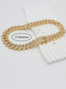 Juego de cadena de eslabones en forma de diamante grande: brille con estilo con collar de pedrería de lujo y pulsera para entusiastas del hip-hop - moda duradera y versátil - Diamantes de imitación de rombos grandes - Ver 21