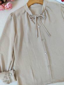Women Blouses - 米色 - 查看 2