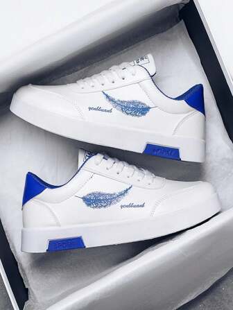 Men's Low-Top Casual Canvas Shoes, Korean Style, Flat Sneakers, Blue