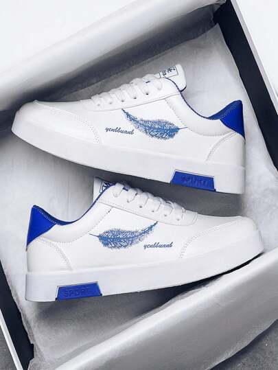 Men's Low-Top Casual Canvas Shoes, Korean Style, Flat Sneakers, Blue, Great For Casual Jeans Sports Style