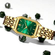 YaLaLuSi 1 New Compact Vintage-Style Women's Quartz Watch Square Scratch-Resistant Dial Premium-Feel Lightweight Strap Striped Hour Markers Analog Display Versatile For Daily Wear Business Commutes, School, Gatherings