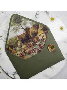 10pcs Vintage Oil Paintings Envelopes And Stationery Set - Oil Painting 2 - View 1