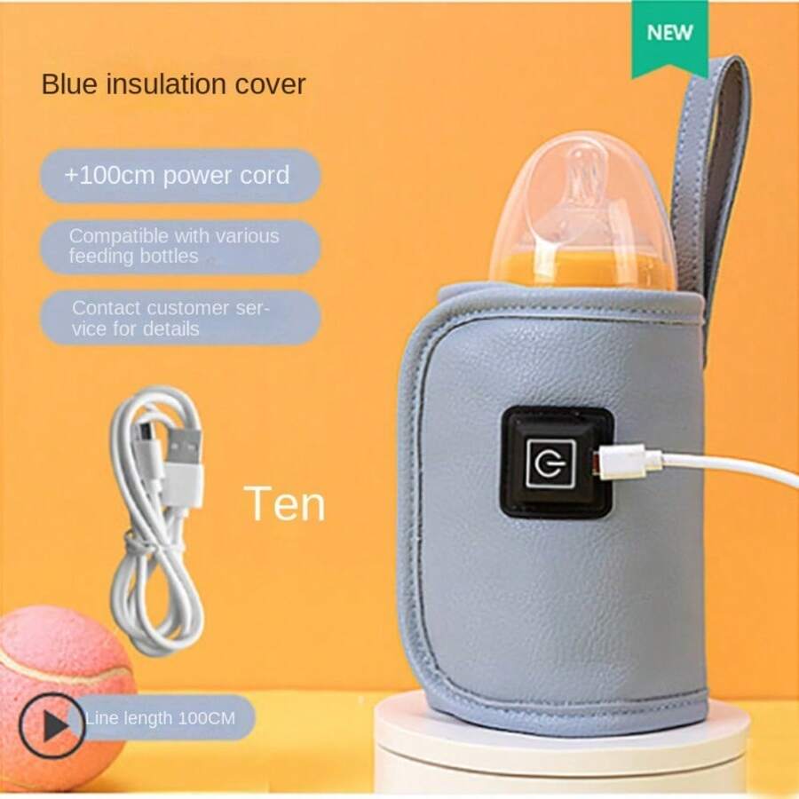 Dụng cụ cách nhiệt chai có thể sạc lại bằng USB, Máy hâm sữa ngoài trời di động, Thiết bị sưởi ấm và cách nhiệt ở nhiệt độ không đổi trên ô tô - Màu xanh lam - Xem 1