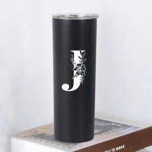 1pc, 20oz Double Wall Stainless Steel Vacuum Insulated Cup, Perfect For Home Or Office, Straight-Sided Coffee Mug, Ideal Gift For Female Friends - Black - View 33