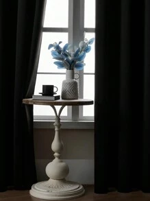 1pc Modern Plain Simple Polyester And TC Blackout Curtains For Bedroom Living Room Balcony With Eyelets - Black - View 8