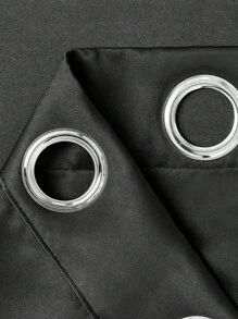 1pc Modern Plain Simple Polyester And TC Blackout Curtains For Bedroom Living Room Balcony With Eyelets - Black - View 9