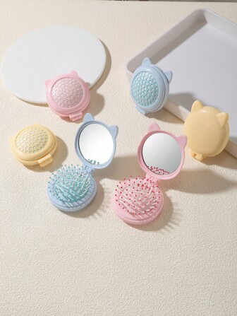 SHANGYELAMEILA 1pc Small-Sized Folding Hair Comb With Mirror, Portable Massage Folding Comb For Girls Hairstyling Hair Brush, Hair Brush, Comb, Hair Tools, Hair Products And Accessories For Barber Salon Beauty Travel Essentials, Back To School, Travel Holiday Essentials, Hair Accessories For Women, Brush, Hair Brushes, Hair Brush, Detangling Brush, Ball Brush, Mini Hair Brush, Hair Brush Set, Wooden Comb, Hair Brush, Mini Hair Brush, Detangling Brush, Hair Brushes, Curly Hair Brush, Hairdressing Equipment,Small Comb,Mini Hairbrush,Travel Essentials,Travel Essential,Hairstyle,Hairdressing,Hair Brush,Slick Back Brush,Styling Brush,Curly Hair Brush,Edge Brush,Hair Comb,Brush Hair,Hair Brush Set,Comb Hair,Comb For Curls,Detangling Brush,Hair Brush For Women,Hair,Travel,Hair Products,Hair Tools,Hair Stuff,Barber,Barber Accessories,Barbershop,Hairdressing Equipment