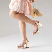 Weide Tacones Grueso Mujer Zapatos Diario Sandalias de Dama Moda - Dorado - Ver 7