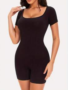 無縫身形塑造連體衣，收腹提臀身形塑造腰夾女性性感一件式方領坦克上衣短袖修身短褲連體褲無縫身形塑造積極連體褲無縫身形塑造連體衣，收腹提臀身形塑造腰夾女性性感一件式方領坦克上衣短袖修身短褲連體褲無縫身形塑造積極連體褲 - 黑色 - 查看 6