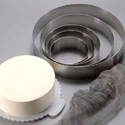 1pc Stainless Steel Circular Mousse Mold With Multi-Size (5cm Height) Easy-Release And Clean Tiramisu & Cheese Ring Mold For Home Use