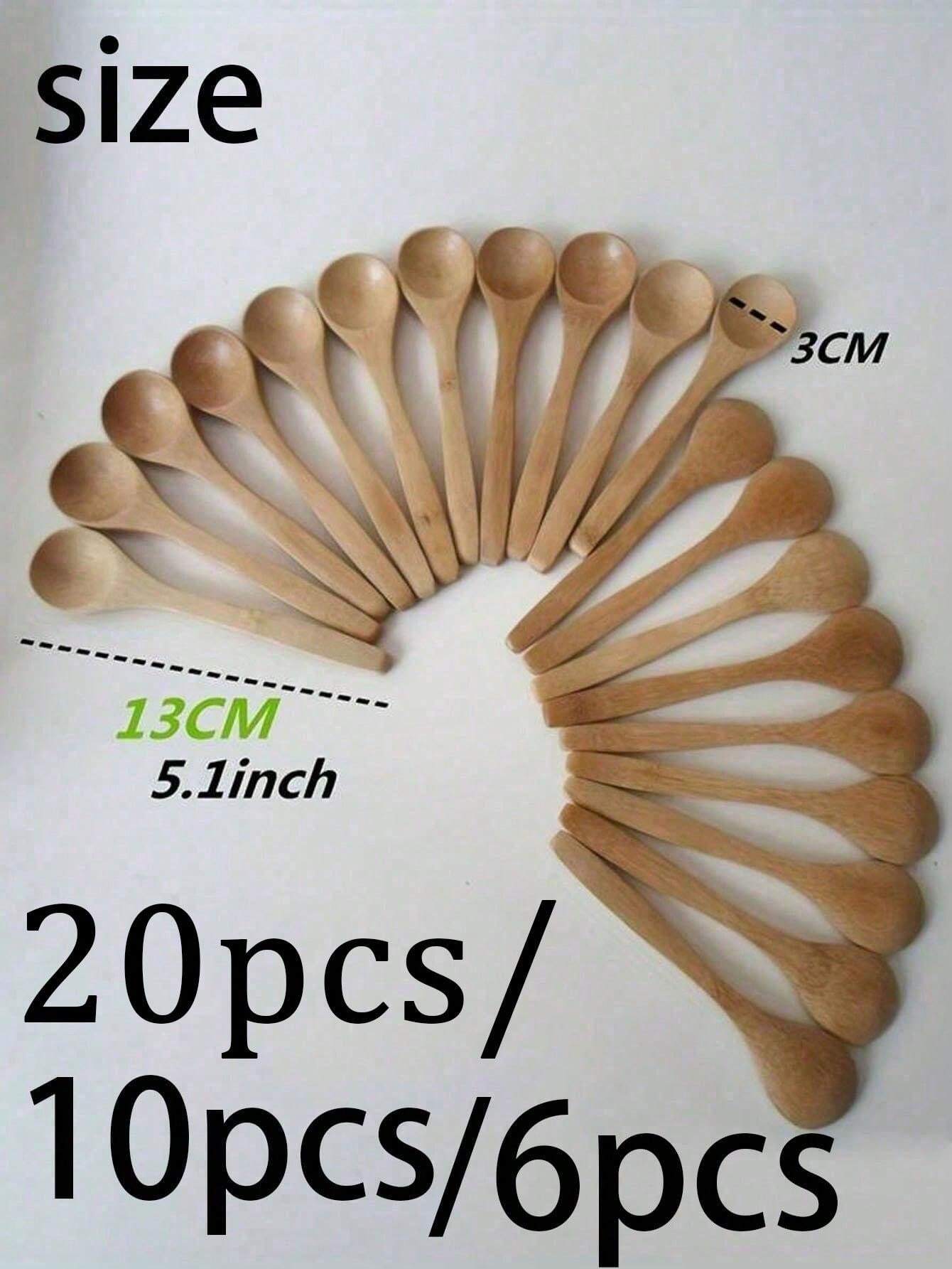 10pcs Wooden Long Handle Spoons For Eating Soup, Coffee, Honey, Jam And