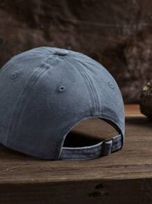 1pc Unisex Adjustable Light Grey Washed Ball Cap With Embroidered Label For Outdoor Fashion - Light Grey - View 3