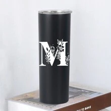 1pc, 20oz Double Wall Stainless Steel Vacuum Insulated Cup, Perfect For Home Or Office, Straight-Sided Coffee Mug, Ideal Gift For Female Friends - Black - View 12