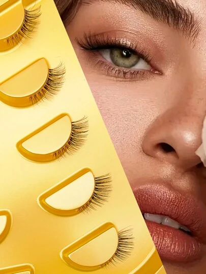 5 Pairs Half-Eye False Eyelashes, Strip Eyelashes, 5-10mm Length, D Curl, Lengthening False Eyelashes, Natural Thin False Eyelashes, Reusable False Eyelashes, Easy To Apply, Suitable For Dating, Party And Other Occasions. Fox Eye And Cat Eye Style Eyelash Extension For Half-Eye False Eyelashes, Suitable For Beginners.Natural, Long Fairy Eyelashes, Can Be Reused, Waterproof And Sweat-Proof. Strip Lashes,Lashes,Eyelashes,Fake Lashes