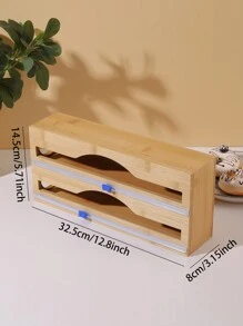 竹製多功能錫箔/塑膠包裝/保鮮袋收納盒香料架組織者，多功能廚房收納架 - 杏色 - 查看 10