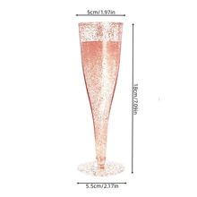 [20 包] 派对金色香槟杯，塑料酒杯，长柄鸡尾酒杯，带闪光，适用于饮料和粉末饮料，情人节礼物，适用于户外、露营