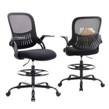OLIXIS Drafting Chair, Tall Office Chair, Standing Desk Chair, Tall Desk Chair, High Office Chair, Counter Height Office Chairs With Lumbar Support - màu đen - Xem 3