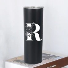 1pc, 20oz Double Wall Stainless Steel Vacuum Insulated Cup, Perfect For Home Or Office, Straight-Sided Coffee Mug, Ideal Gift For Female Friends - Black - View 11