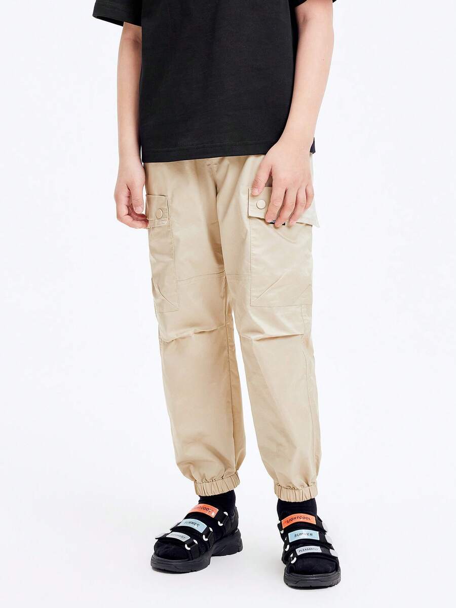 Balabala 男童工装裤，儿童裤，夏季，青少年男孩，户外休闲裤，字母设计， - 灰色 - 查看 1