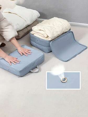 1Pc Portable Clothes Compression Bag, Space-Saving Storage Bag Containers, Bedroom Closet Organizer For Clothes Blanket Comforters Bed Sheets Pillows Travel Essentials For Travel Backpack Travel Bag Luggage Suitcase Travel Gear Back To School Moving Bags Organizer