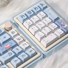 Teclado mecánico ZIFRIEND con tapas de teclas personalizadas, tiburón ardiente de 131 teclas - blanco azul - Ver 8