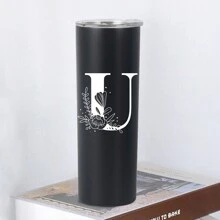 1pc, 20oz Double Wall Stainless Steel Vacuum Insulated Cup, Perfect For Home Or Office, Straight-Sided Coffee Mug, Ideal Gift For Female Friends - Black - View 29