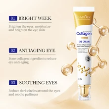 Crema de ojos SADOER con colágeno, antiarrugas, reduce la apariencia de líneas finas, tersa la piel, disminuye la hinchazón y las ojeras, 20 g - Dorado - Ver 3