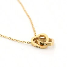 Silver Customized Name Engraved Love Necklace, Two Hearts, Rotatable Rose Box, Soap Flower, Stainless Steel Carved Couple Name Necklace, Valentine's Day, Wedding Anniversary, Proposal Gift,Silver,Gold,Rose Gold,Stylish,Colorful,Vintage,Simple,Unisex,Casual,Cuties,Custom,Personalized,Unique,Ideal Gifts For Him,Ideal Gifts For Her,Her,Boyfriend,Girlfriend,Dad,Mom,Family,Friends,For Anniversaries,For Birthdays,For Graduation,For Prom,For Party,Stainless Steel Jewelry - Silver - View 4