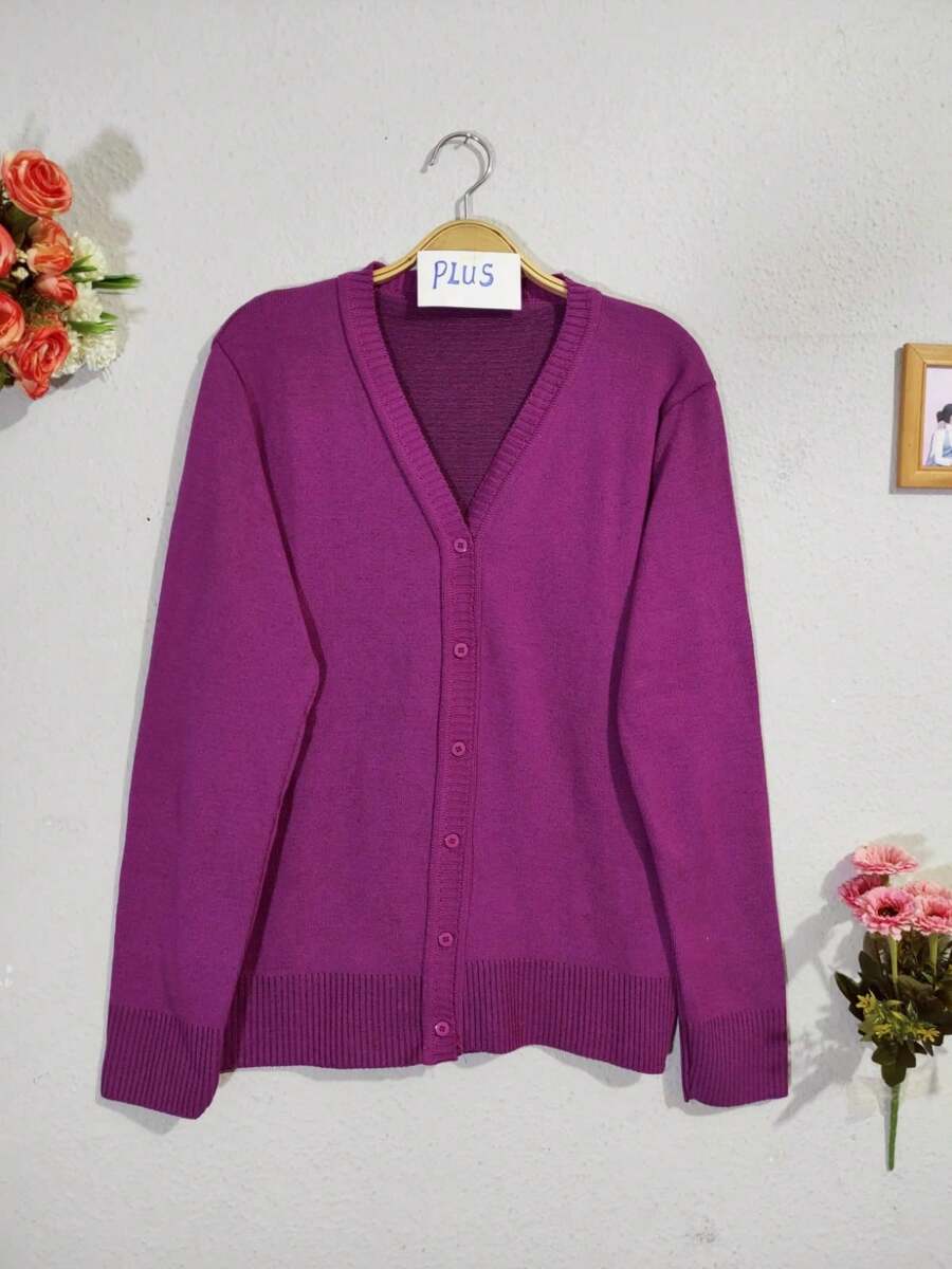 Women Cardigans - Red Violet - View 1