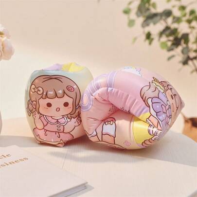 1 对紫色可爱充气手臂浮板、沙滩必需品、沙滩配件、泳池浮板