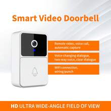 1pc Newest Smart Doorbell Camera,HD Wireless Intelligent Visual Intercom Night Vision Wifi Rechargeable Doorbell,Remote Video Call APP Control - White - View 10
