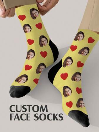 1 Pair Custom Face Socks, Custom Photo Sock, Custom Printed Socks, Personalized Funny Face Socks, Custom Picture Socks, Put Any Face On The Socks, Anniversary Gift, Valentine Gift, Birthday Gift, Wedding Gift, Mother's Day Gift, Father's Day Gift, Best Friend Gift, Fall