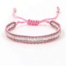 1pc Fashionable And Simple Bohemian Style Glass Bead Hand-Woven Drawstring Bracelet, Couple Style All-Match Bracelet - Multicolor - View 5