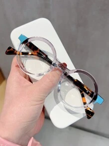 1 Pc New Round Multi-Color Fashion Flat Glasses Retro Style Unisex Eyeglasses Frame, Fashionable Decor Glasses For Daily Wear
