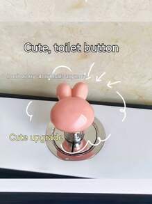 1只多功能兔子馬桶壓按鈕，水箱按鈕墊，薄釘保護套，櫥櫃抽屜把手，小巧心形顯新颖，適用於家庭、公寓、旅館、建築、家具衣櫥的推拉門 - 彩色 - 查看 1