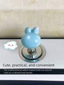 1只多功能兔子馬桶壓按鈕，水箱按鈕墊，薄釘保護套，櫥櫃抽屜把手，小巧心形顯新颖，適用於家庭、公寓、旅館、建築、家具衣櫥的推拉門 - 彩色 - 查看 6
