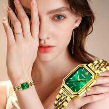 YaLaLuSi 1 New Compact Vintage-Style Women's Quartz Watch Square Scratch-Resistant Dial Premium-Feel Lightweight Strap Striped Hour Markers Analog Display Versatile For Daily Wear Business Commutes, School, Gatherings